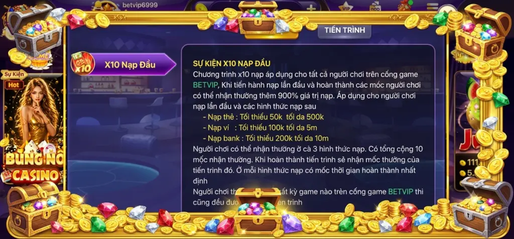 Thể Lệ X10 Nạp Đầu Betvip