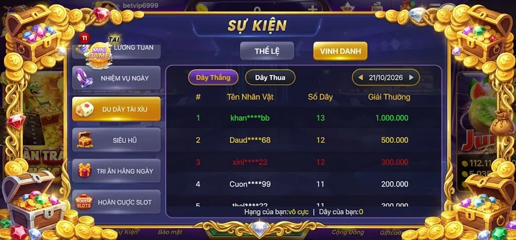 Vinh Danh Đu Dây Tài Xỉu Betvip